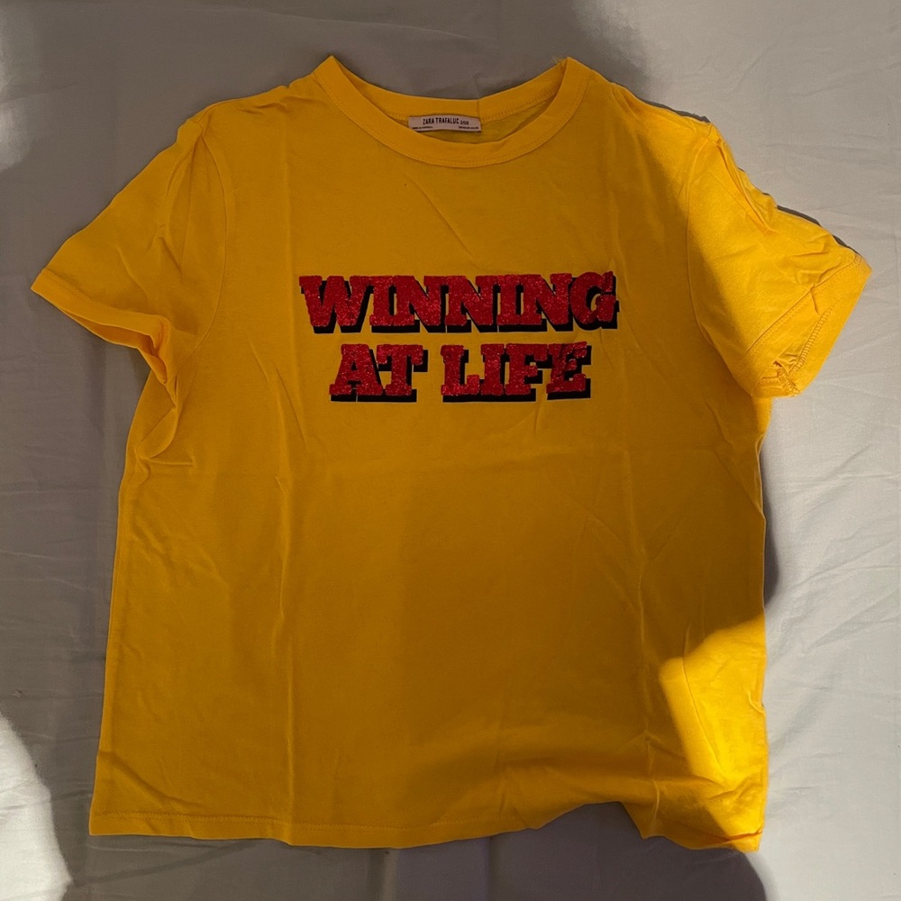 Zara yellow glittery t-shirt